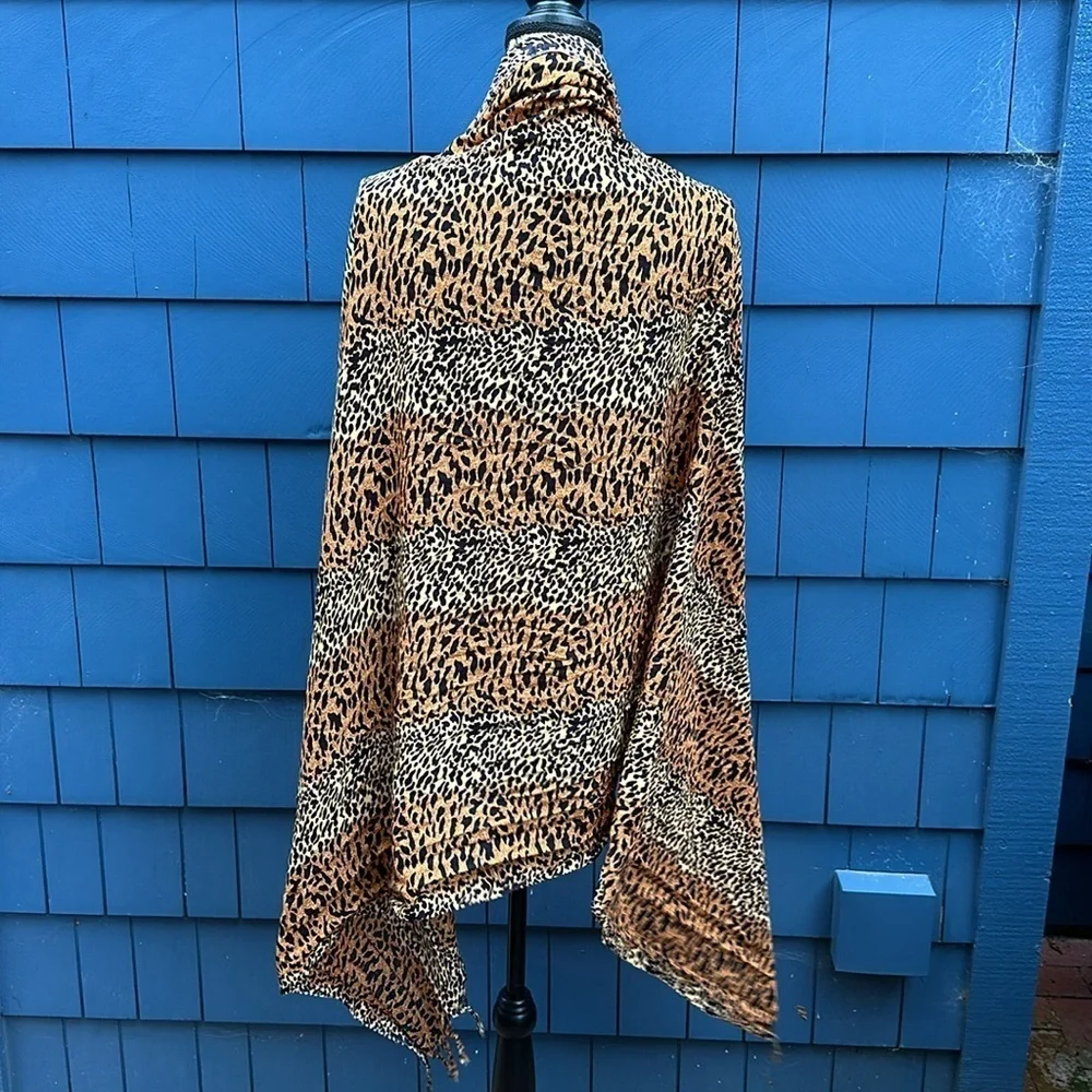 🤎🖤🤎Leopard cheetah animal print scarf wrap shawl rayon brown black